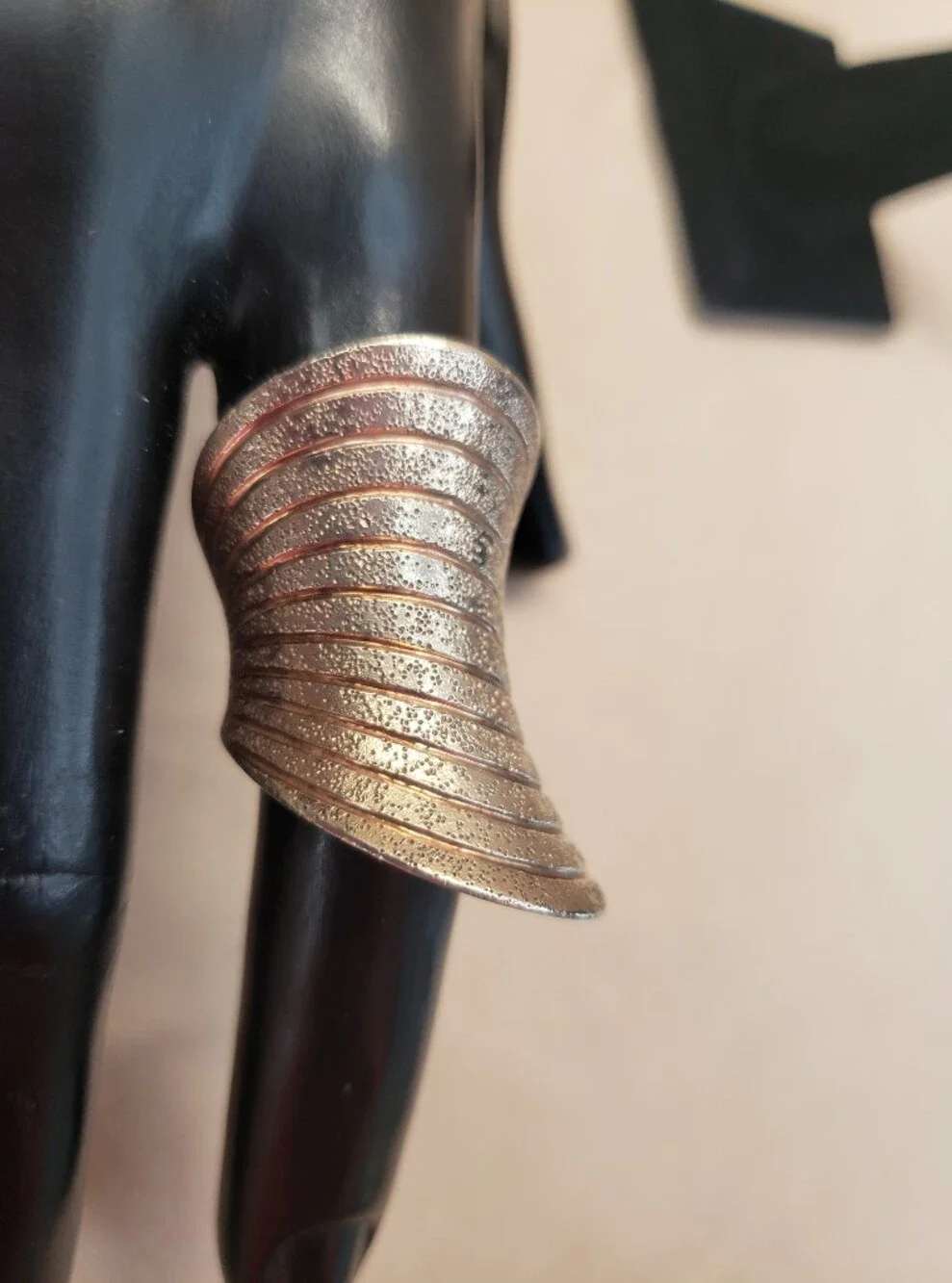Sterling Silver Rose Gold Vermeil Modernist Curved Ribbed Textured Ring Size 5.5